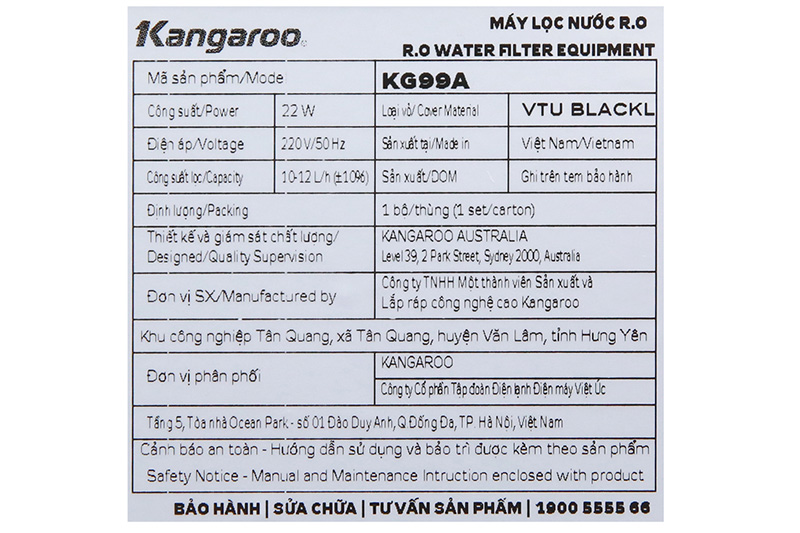 Thích hợp sử dụng gia đình, văn phòng - Máy lọc nước Kangaroo KG99A VTU KG