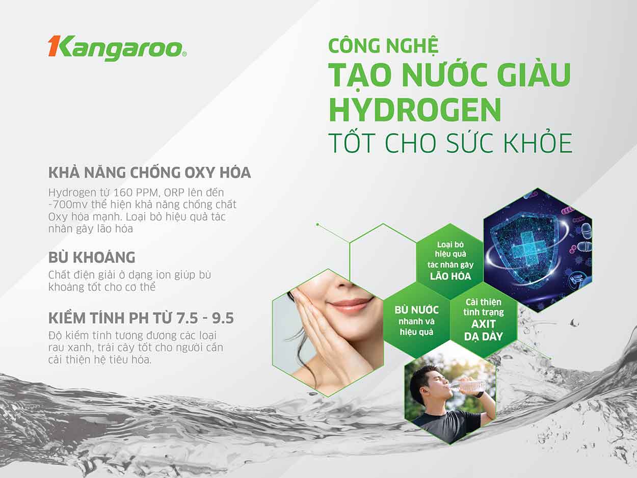 Máy lọc nước Kangaroo Hydrogen Slim nóng lạnh KG10A9SG - Mẫu 2023