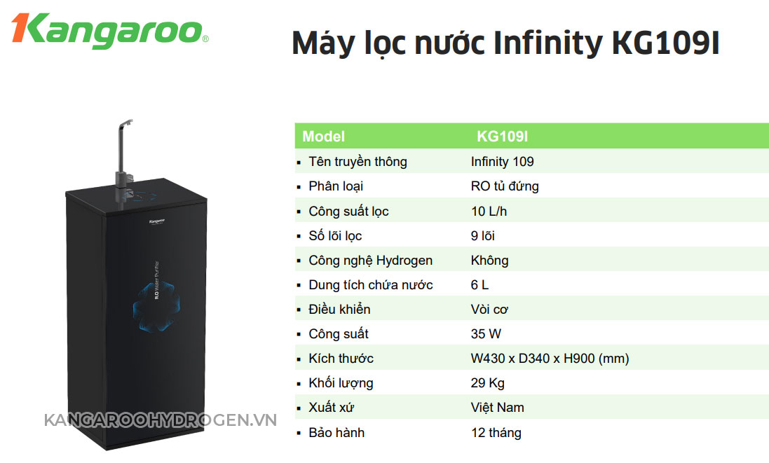 Máy lọc nước Kangaroo Infinity KG109I - Mẫu 2023