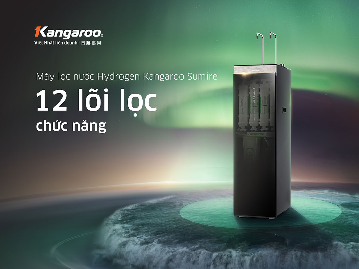 Máy lọc nước nóng lạnh 12 lõi Kangaroo Hydrogen KG12A8