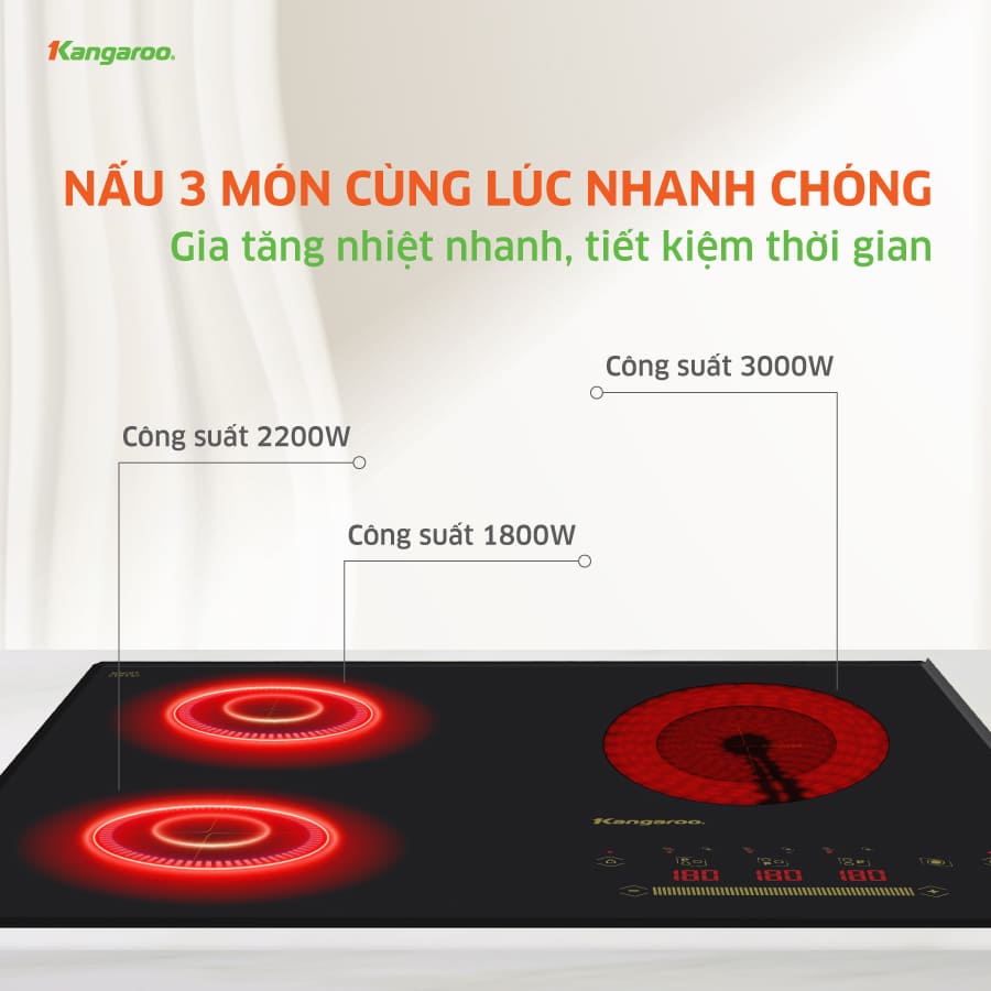 Bếp điện từ ba Thái Lan Kangaroo KG836i