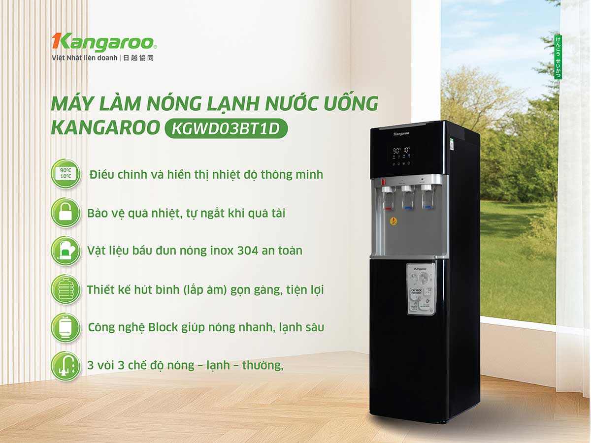 Máy làm nóng lạnh nước uống Kangaroo KGWD03BT1D Máy làm nóng lạnh nước uống Kangaroo KGWD03BT1D